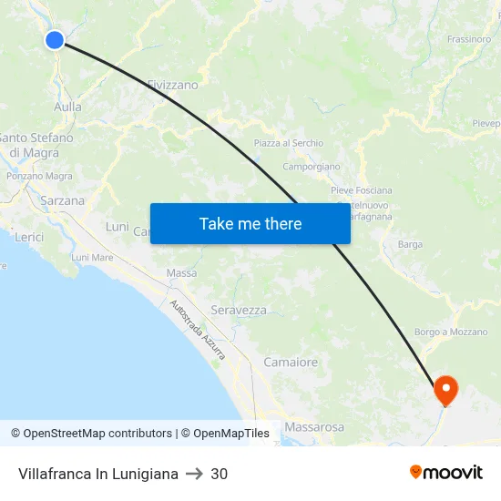 Villafranca In Lunigiana to 30 map