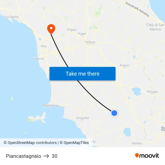Piancastagnaio to 30 map