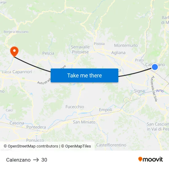 Calenzano to 30 map