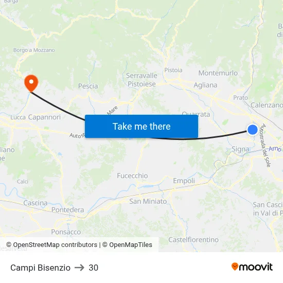Campi Bisenzio to 30 map