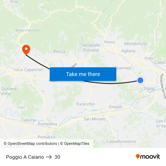Poggio A Caiano to 30 map