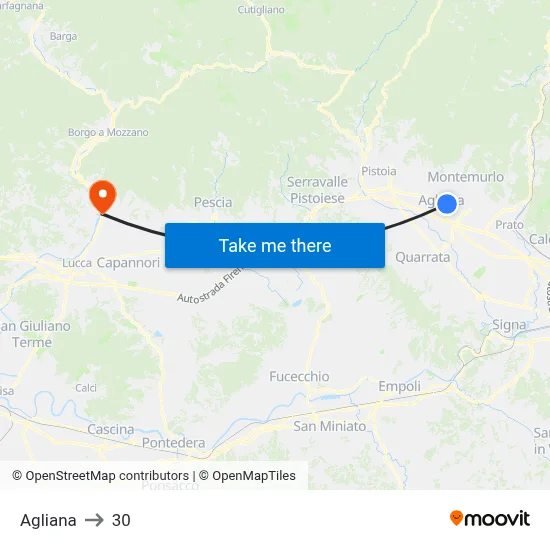 Agliana to 30 map