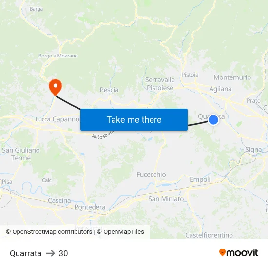 Quarrata to 30 map