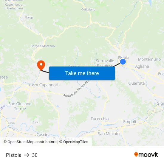 Pistoia to 30 map