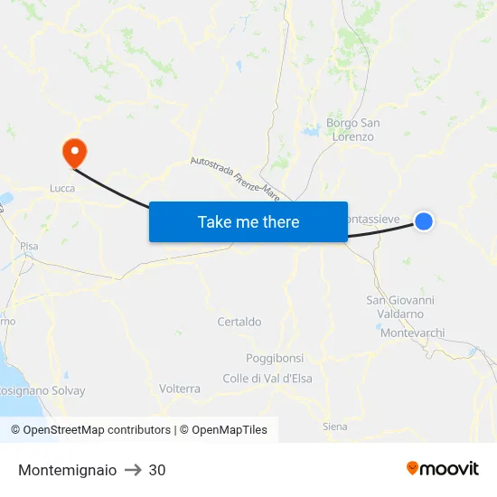 Montemignaio to 30 map