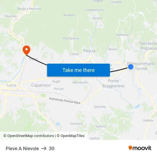 Pieve A Nievole to 30 map
