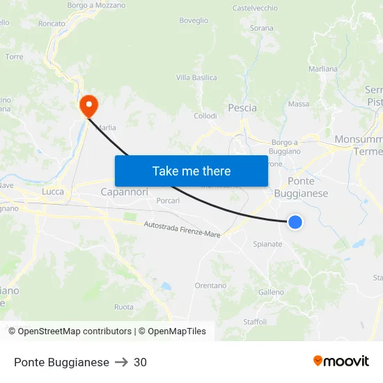 Ponte Buggianese to 30 map