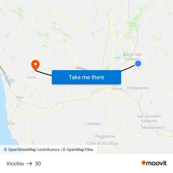 Vicchio to 30 map