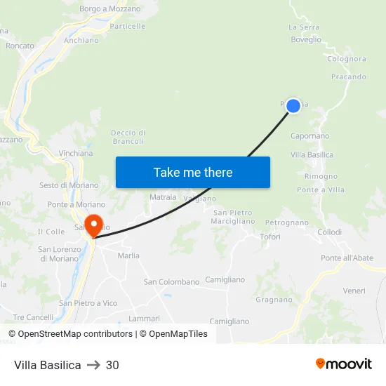 Villa Basilica to 30 map