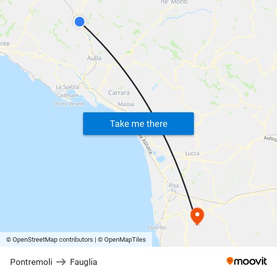 Pontremoli to Fauglia map