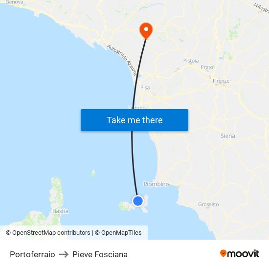 Portoferraio to Pieve Fosciana map