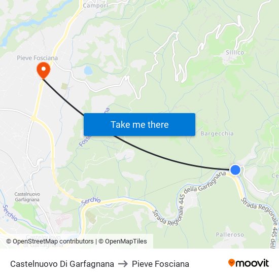 Castelnuovo Di Garfagnana to Pieve Fosciana map