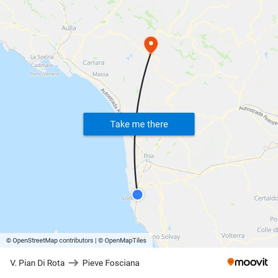 V. Pian Di Rota to Pieve Fosciana map