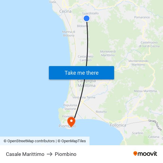 Casale Marittimo to Piombino map