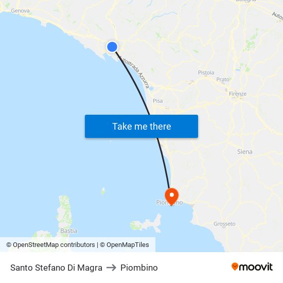 Santo Stefano Di Magra to Piombino map