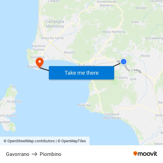 Gavorrano to Piombino map