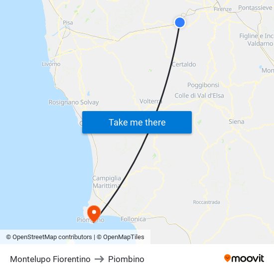 Montelupo Fiorentino to Piombino map