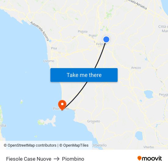 Fiesole Case Nuove to Piombino map