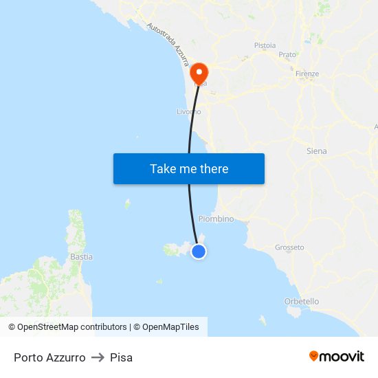 Porto Azzurro to Pisa map