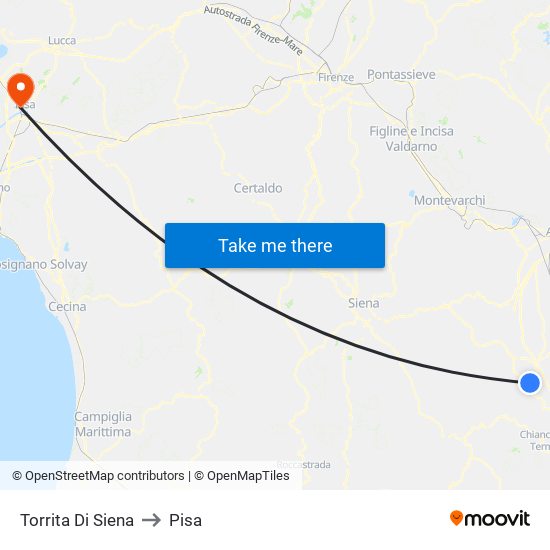 Torrita Di Siena to Pisa map