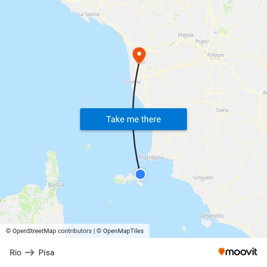 Rio to Pisa map