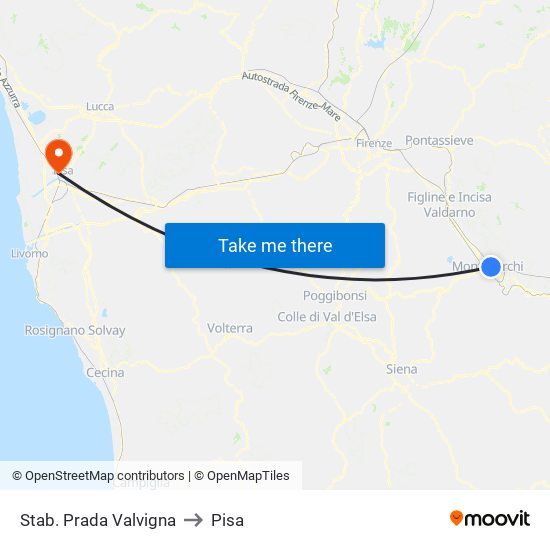 Stab. Prada Valvigna to Pisa map