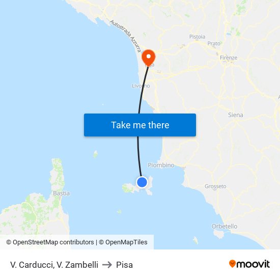 V. Carducci, V.  Zambelli to Pisa map
