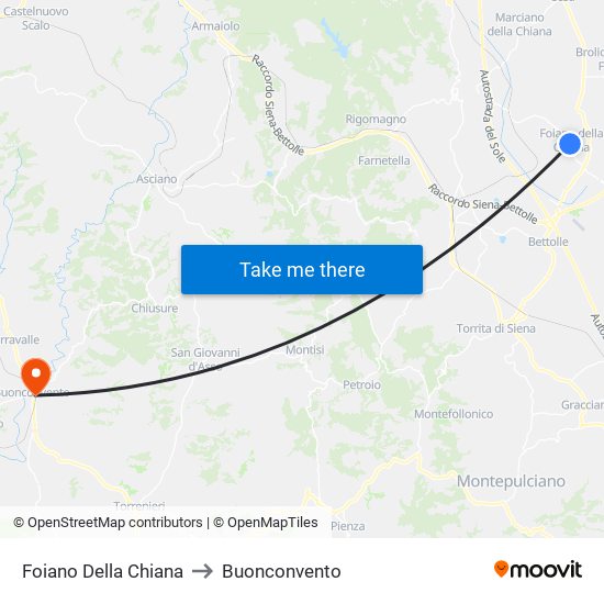 Foiano Della Chiana to Buonconvento map