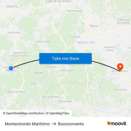 Monterotondo Marittimo to Buonconvento map