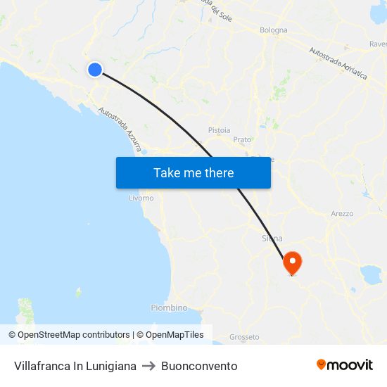 Villafranca In Lunigiana to Buonconvento map