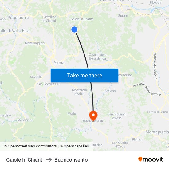 Gaiole In Chianti to Buonconvento map