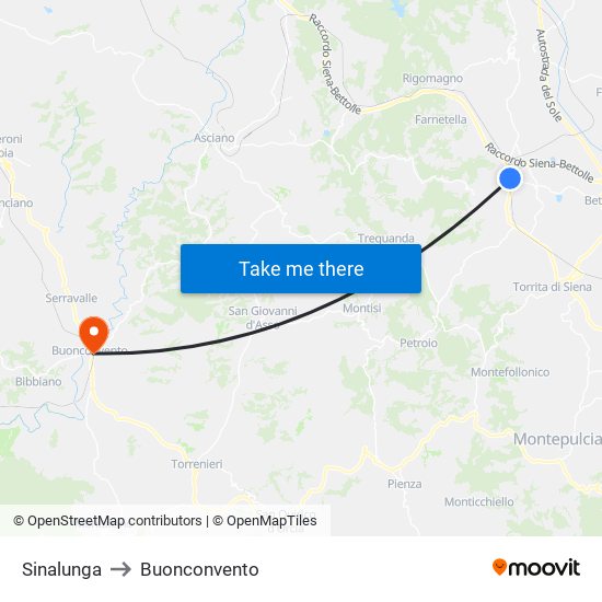 Sinalunga to Buonconvento map