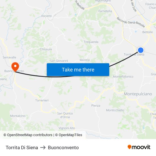 Torrita Di Siena to Buonconvento map