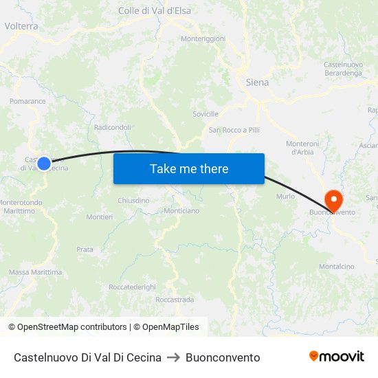 Castelnuovo Di Val Di Cecina to Buonconvento map