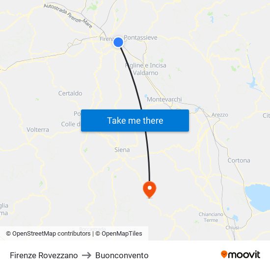 Firenze Rovezzano to Buonconvento map