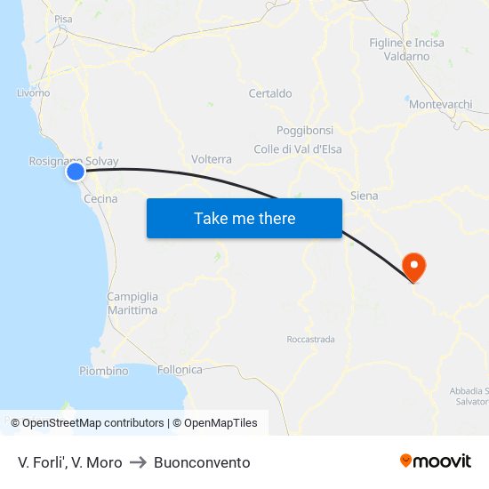 V. Forli',  V. Moro to Buonconvento map