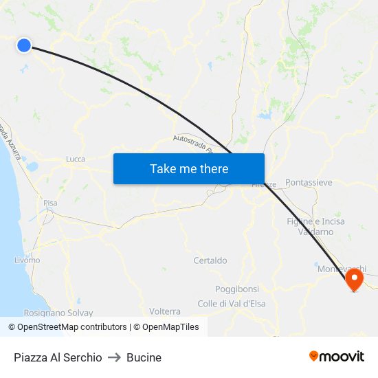 Piazza Al Serchio to Bucine map
