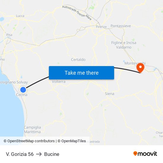 V. Gorizia 56 to Bucine map