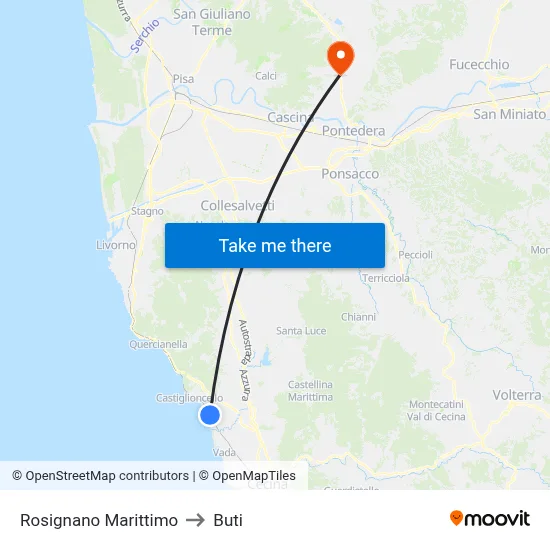 Rosignano Marittimo to Buti map
