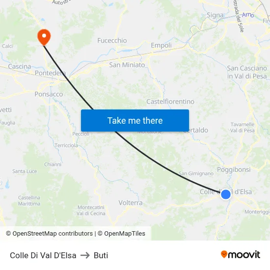 Colle Di Val D'Elsa to Buti map