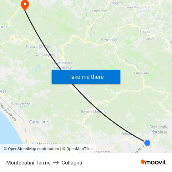 Montecatini Terme to Collagna map
