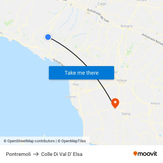 Pontremoli to Colle Di Val D' Elsa map
