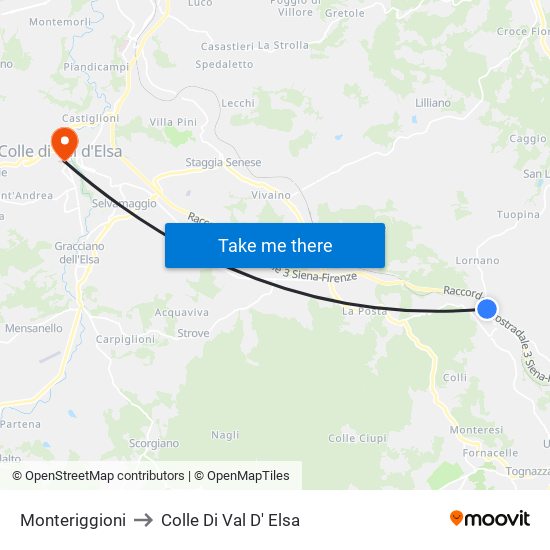 Monteriggioni to Colle Di Val D' Elsa map