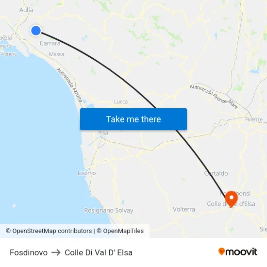 Fosdinovo to Colle Di Val D'Elsa map