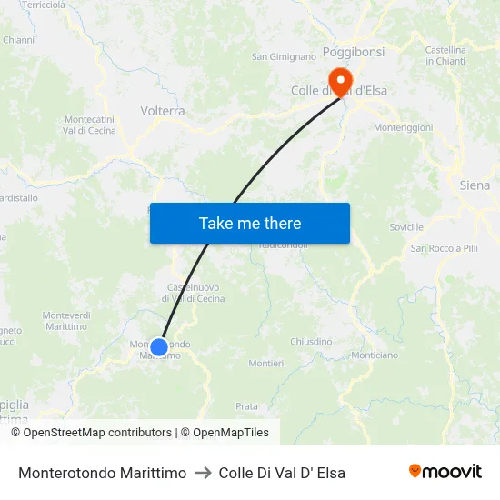 Monterotondo Marittimo to Colle Di Val D' Elsa map