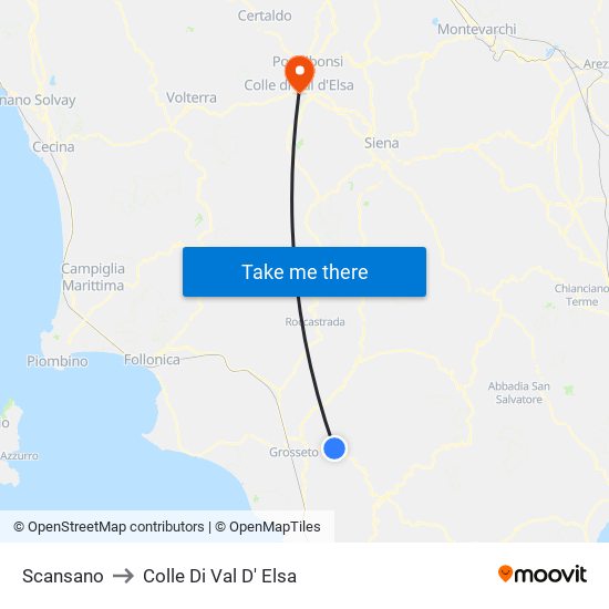 Scansano to Colle Di Val D' Elsa map