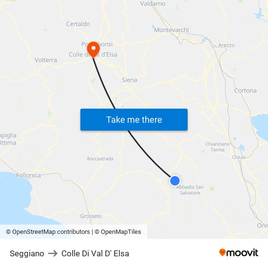 Seggiano to Colle Di Val D' Elsa map
