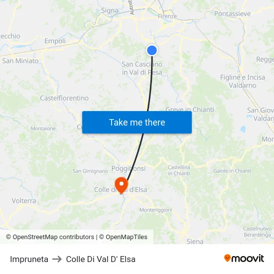 Impruneta to Colle Di Val D' Elsa map