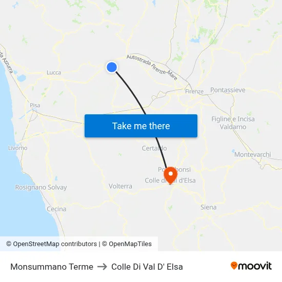 Monsummano Terme to Colle Di Val D' Elsa map