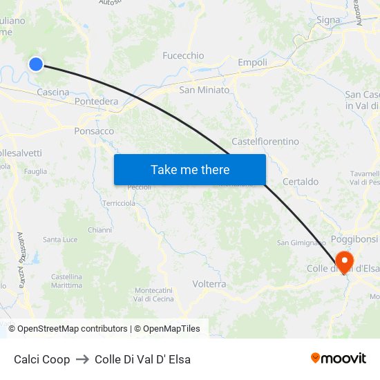 Calci Coop to Colle Di Val D' Elsa map